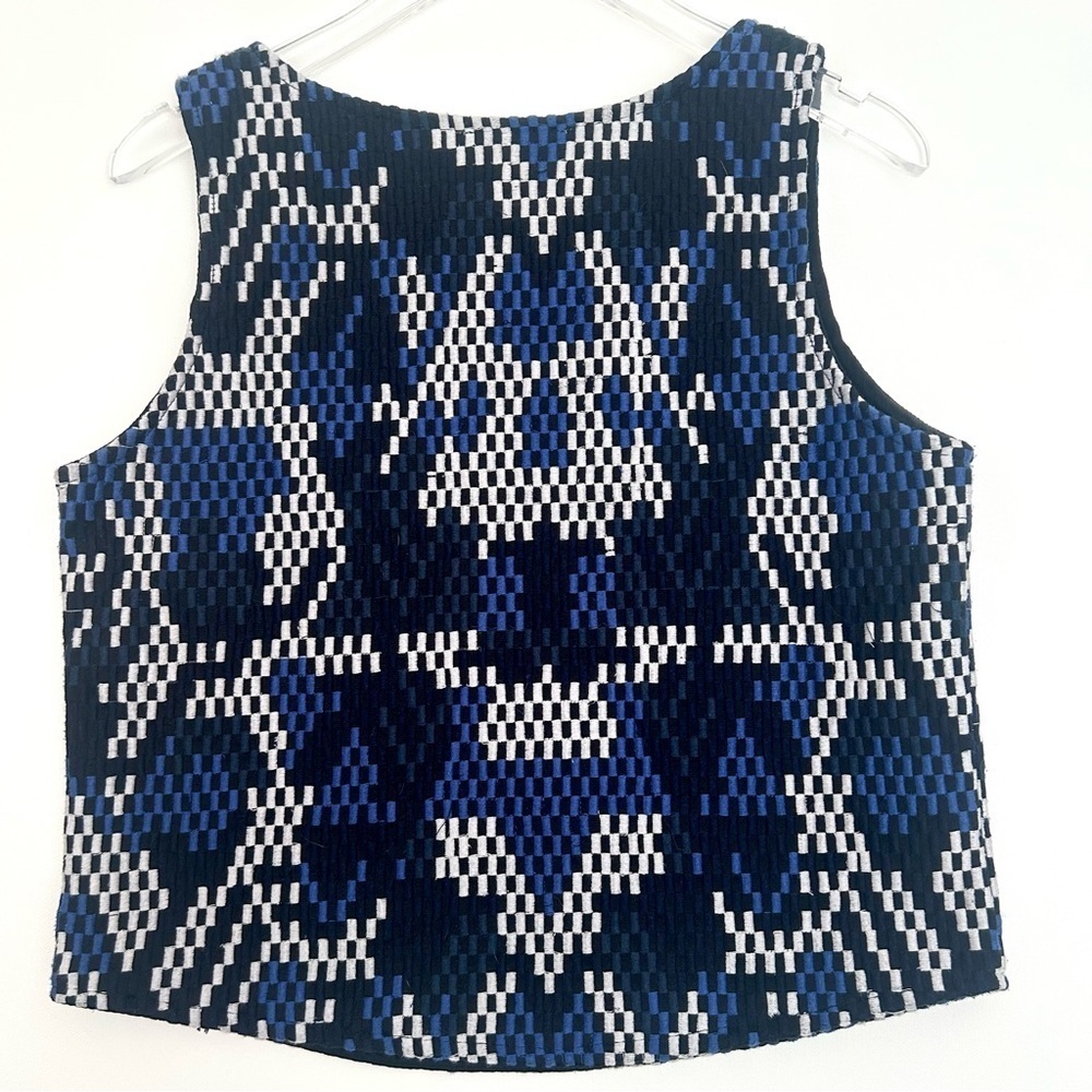 MNG Embroidered Cropped Tank Top Shirt Festival Snake Print Black Blue Size XS - Picture 3 of 7